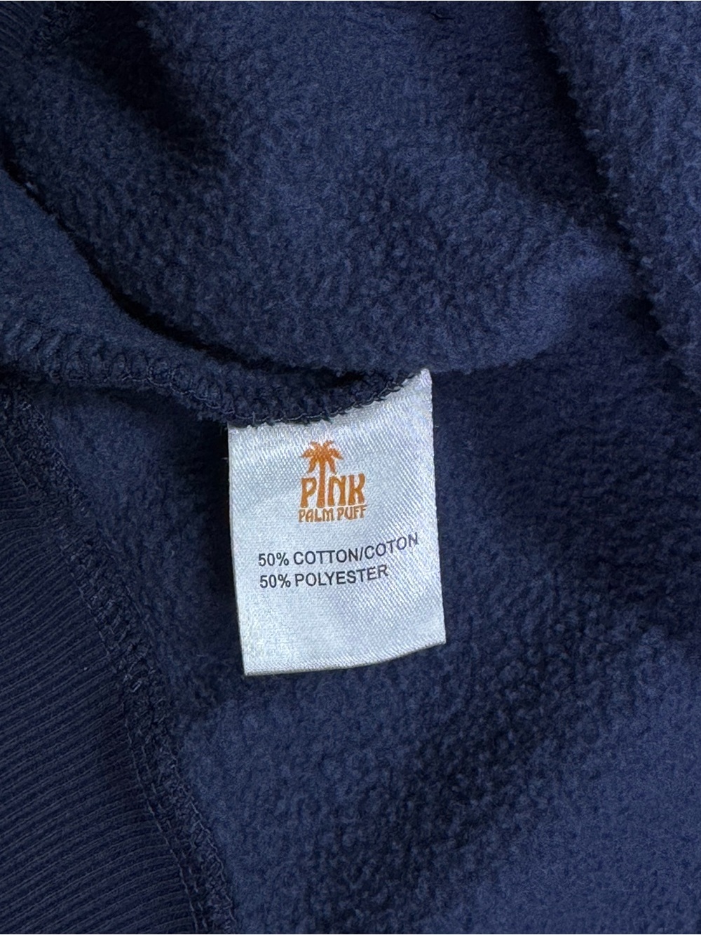 Pink Palm Puff Classic Puff Hoodie Navy Blue Size M - Picture 6 of 11